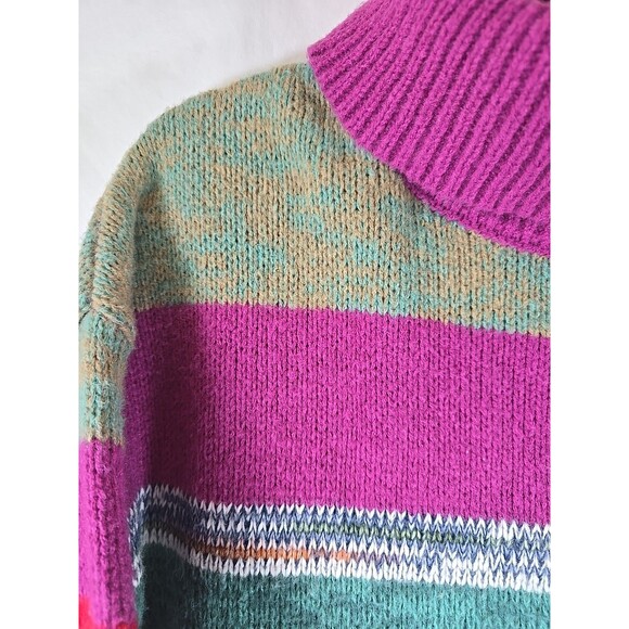 Knox Rose Target Pink Green Red Multi Striped Turtleneck Sweater Size XXL Warm - Picture 9 of 11